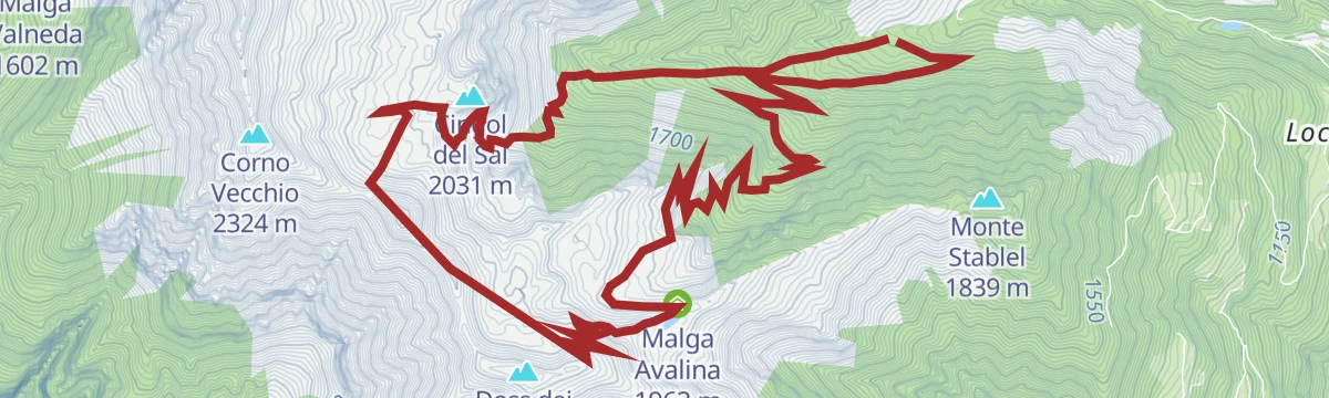Route map: Val di Bondone - La Via delle Valli